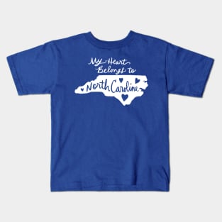 My Heart Belongs To North Carolina: State Pride Calligraphy Kids T-Shirt